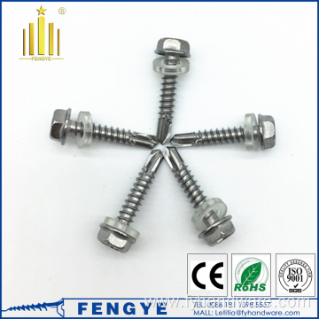 Stainless steel roofing screws with the nylon washer